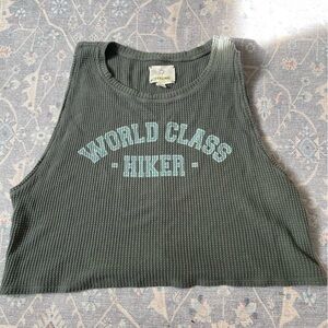 Aerie Ribbed Knit Top in Olive Green